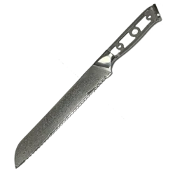 * VG10 Raindrop Pattern - Bread Knife Serrated Blank - 13" AOL - VG10 Damascus