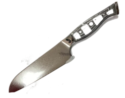 * VG10 Raindrop Pattern - Santoku Chef Knife Blank - 12.5" OAL - 8" Cut - VG10 Damascus