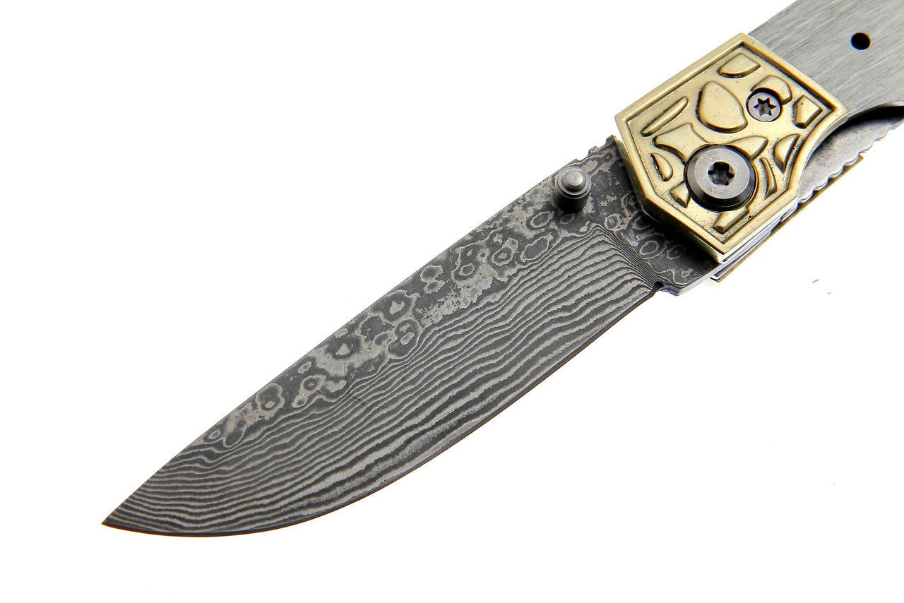 Damascus Folder Brass Bolster - Aztec Damascus Folder Brass Bolster - Aztec -Home Tools Store SMC15 5b