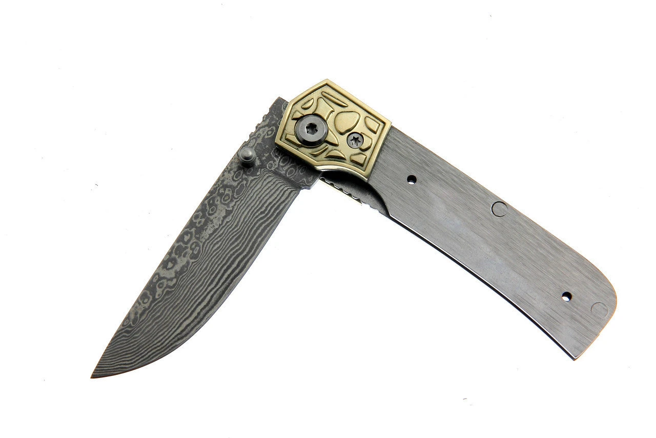 Damascus Folder Brass Bolster - Aztec Damascus Folder Brass Bolster - Aztec -Home Tools Store SMC15 6b