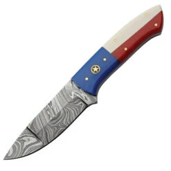 *Texas Pride Damascus Fixed Blade W/ Leather Sheath